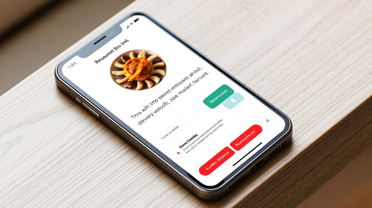 Página de links profissional para restaurantes em smartphone